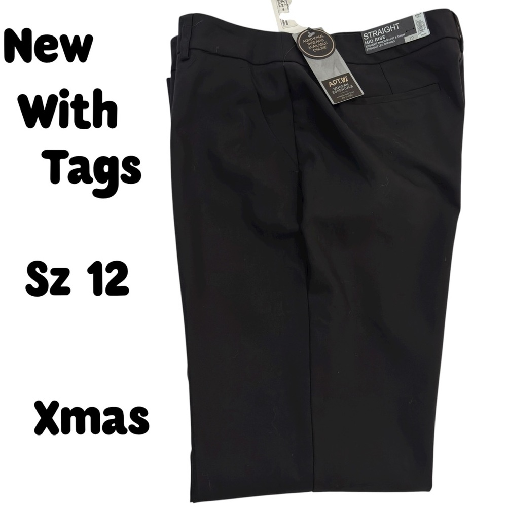 apt 9 kohls modern essentials lucca straight mid rise pants Sz 12 Black